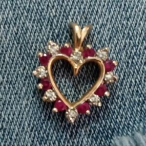 Ruby and diamond gold pendent